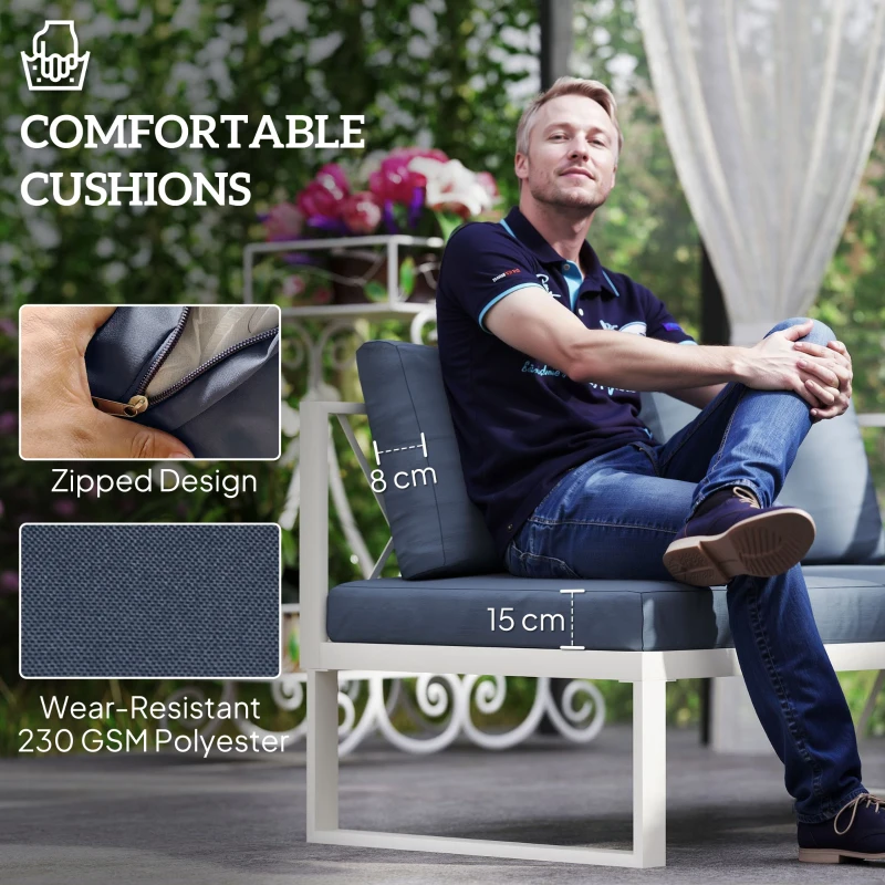 Best Four-Piece L Shaped Garden Furniture Set with 5-Level Adjustable Lounger - Grey - Image 6