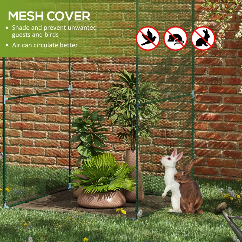 Best Set of 2 Fruit Cage Bird Netting, Vegetable Plant Protection Tent with Zipped Door, Anti Bird, Insects, Small Animals, 1.2 x 1.2 x 1.8m, Dark Green - Image 4