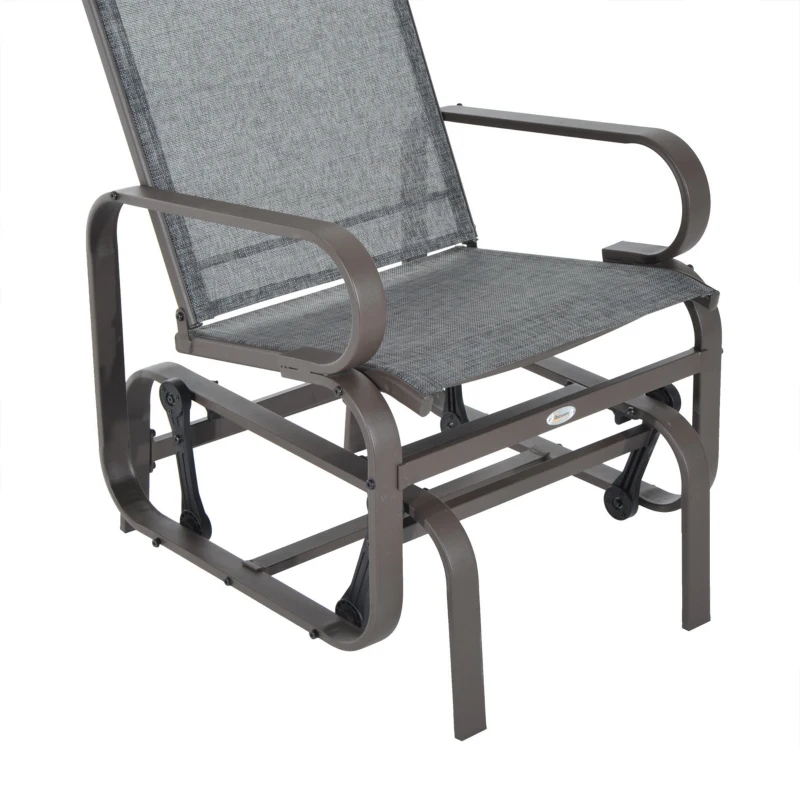 Best Outdoor Gliding Rocking Chair with Sturdy Metal Frame Garden Comfortable Swing Chair, Grey & Brown - Image 8
