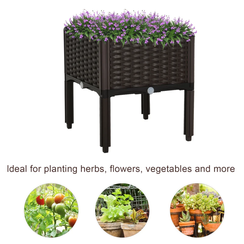 Best Set of 1 26L Garden Raised Bed Elevated Patio Flower Plant Planter Box PP Vegetables Planting Container, Brown - Image 5