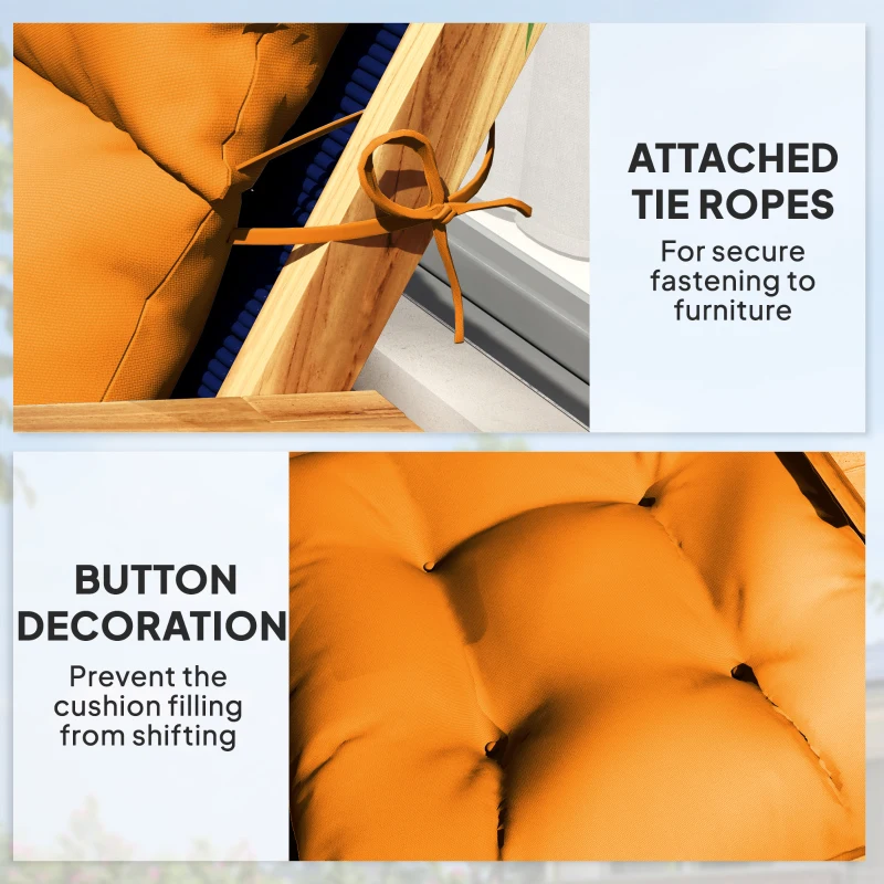 Best 115 x 56cm Rocking Chair Padded Seat Cushion - Orange - Image 6