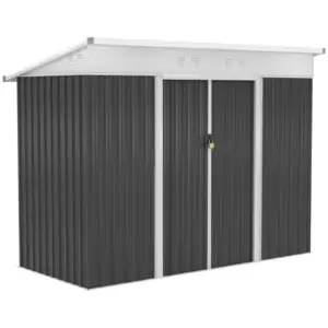 Best 7.6 x 4.3ft Garden Storage Shed with Lockable Sliding Doors and Ventilation, Metal Garden Tool Storage House, Dark Grey