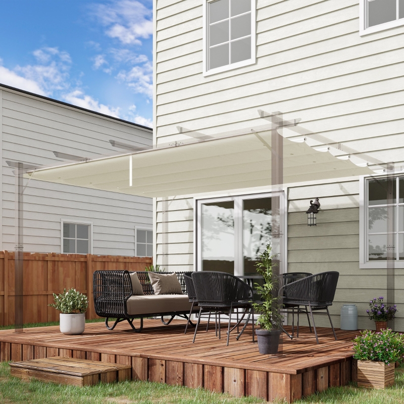 Best Retractable Pergola Shade Cover, Replacement Canopy for 4 x 3 (m) Pergola, Retractable Roof, Cream White - Image 9