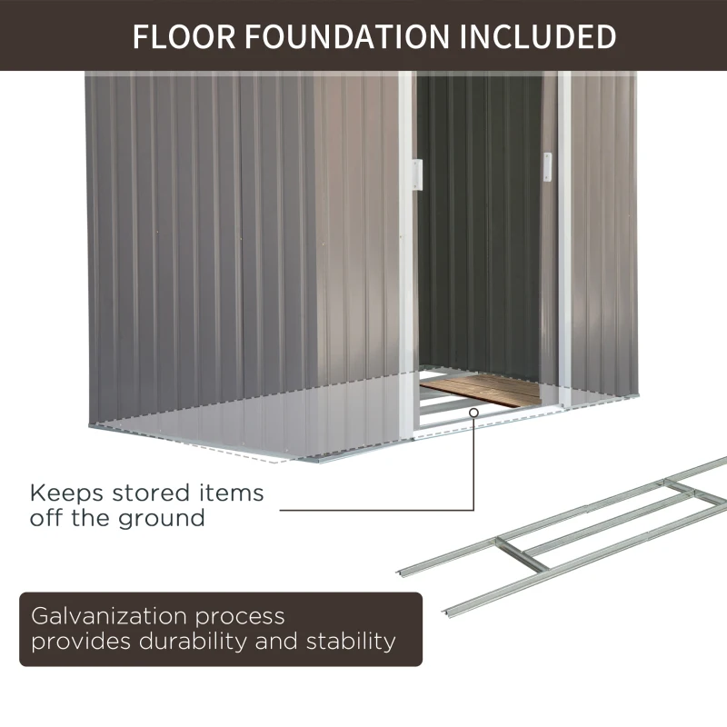 Best 7ft x 4ft Lockable Garden Metal Storage Shed Storage Roofed Tool Metal Shed w/ Air Vents Steel Grey - Image 7