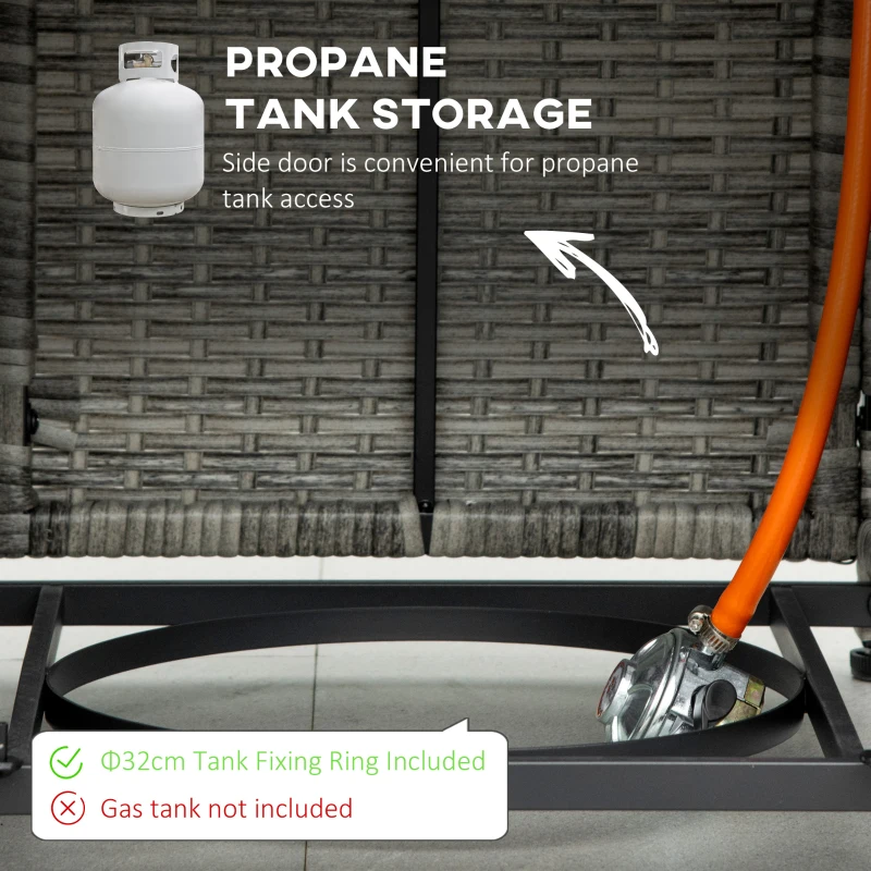 Best Outdoor PE Rattan Gas Fire Pit Table, Patio Square Propane Heater with Rain Cover, Mesh Lid and Lava Stone, 40,000 BTU, Mixed Grey - Image 5