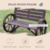 Best 2 Seater Garden Bench with Wooden Cart Wagon Wheel Rustic High Back Brown - Image 4