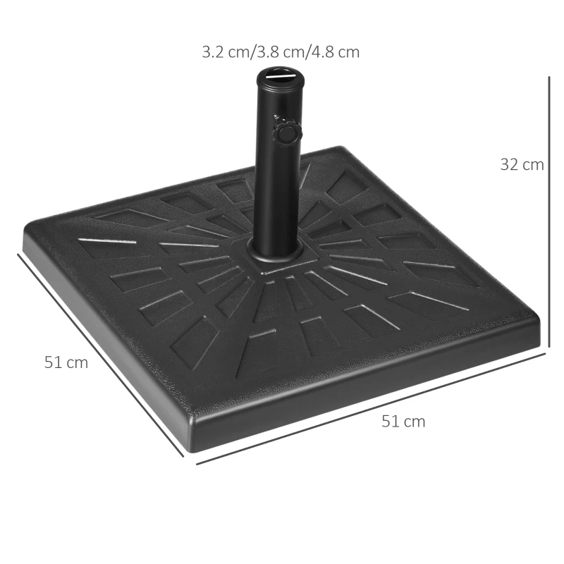 Best 19kg Resin Garden Parasol Base Holder, Square Outdoor Market Umbrella Stand Weight for Poles of Φ32mm, Φ38mm, and Φ48mm, Black - Image 3