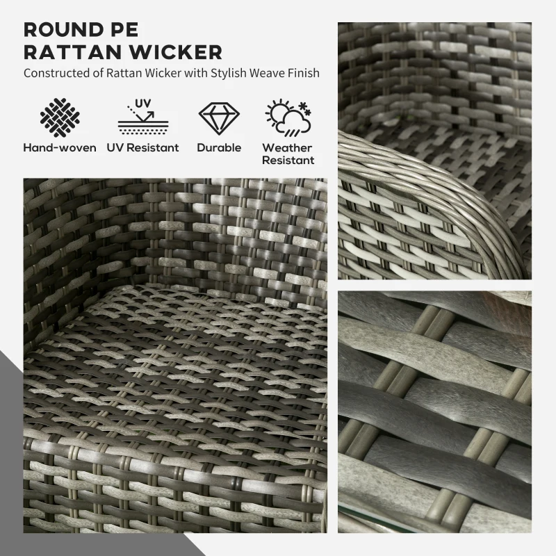 Best Four-Piece Rattan Sofa Set, with Glass-Top Table - Mixed Grey - Image 4