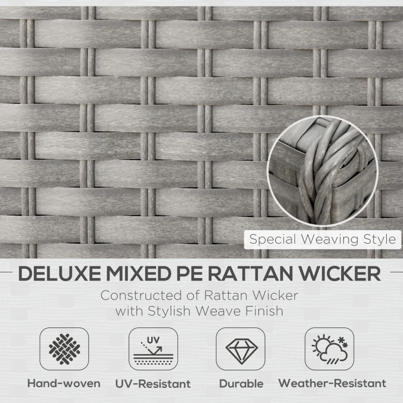 Best 6 Pieces Outdoor PE Rattan Wicker Corner Sofa Set with 10cm Thick Padded Cushions, Aluminium Conservatory Furniture with Glass Top Coffee Table, Footstools, Grey - Image 4