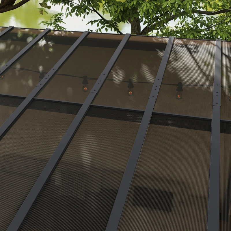 Best 3 x 4.3m Metal Pergola with UPF 50+ and Waterproof Polycarbonate Roof, Wall-Mounted or Free Standing Garden Gazebo, Wind-resistant Outdoor Sun Shade, Dark Grey - Image 8