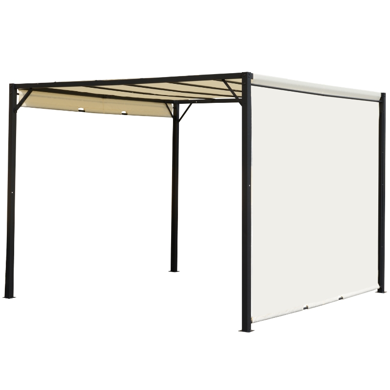 Best Metal Pergola With Canopy Retractable Pergola Canopy 3Lx3Wx2.3H m Garden Gazebo Party Tent Sun Shelter Cover - Cream White/Black - Image 15