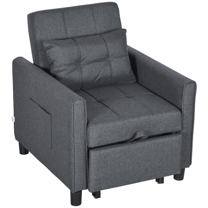 Best Linen-Look Single Chair Bed - Grey - Image 11