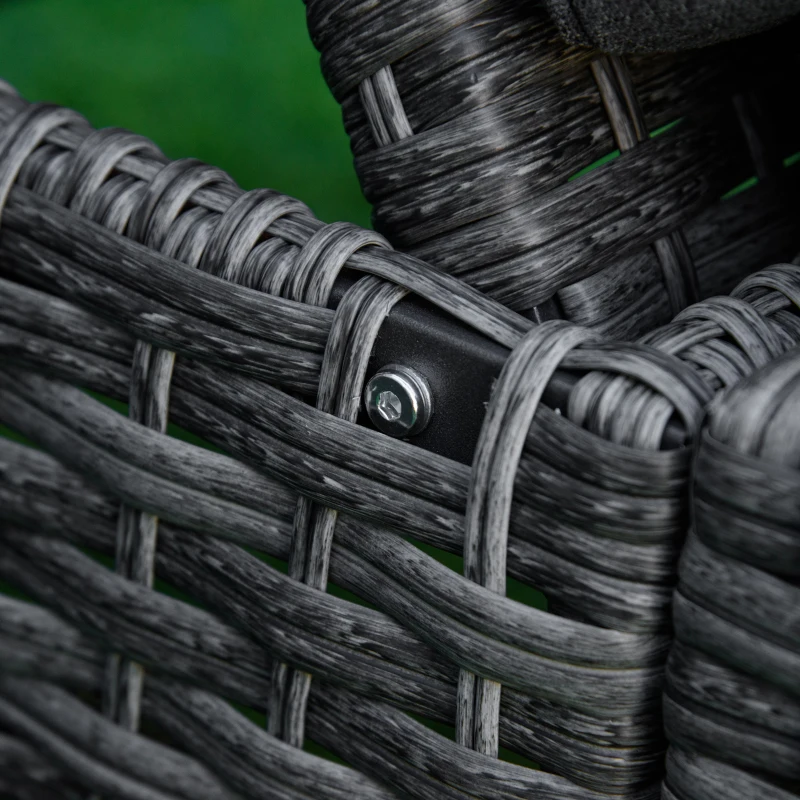 Best Patio Rattan Sun Lounger, Dual Wicker Weave Outdoor Single Reclining Chair Furniture, 4-Level Adjustable Backrest w/ Removeable & Washable Cushion, Mixed Grey - Image 7