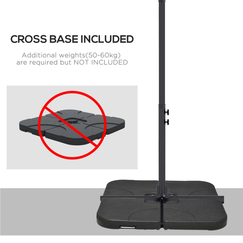 Best 3(m) Cantilever Overhanging Parasol, with Cross Base - Grey - Image 6