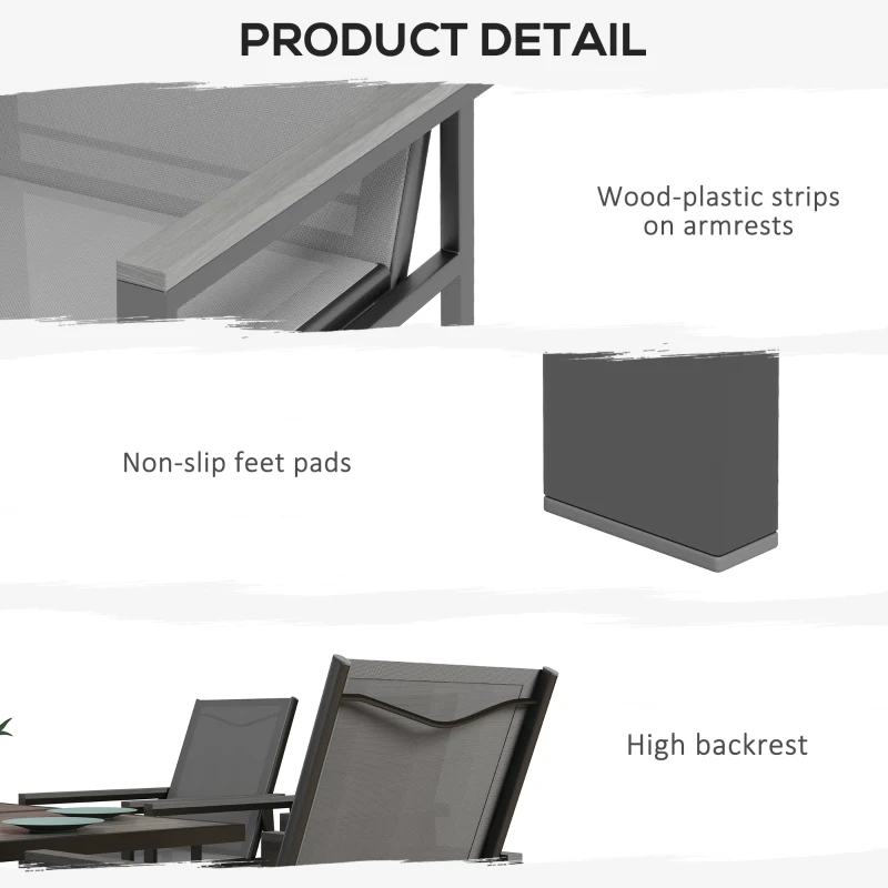 Best Five-Piece Metal Dining Set, with Glass-Top Table - Grey - Image 7