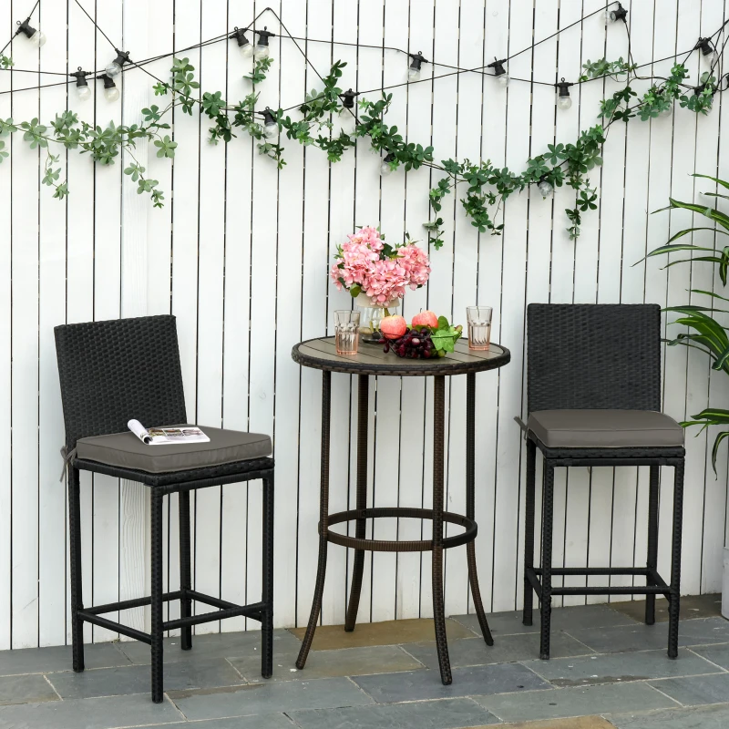 Best Set of 2 Garden Chair Cushions with Ties, 45 x 45 cm Replacement Cushions for Outdoor Furniture, Dark Grey - Image 2