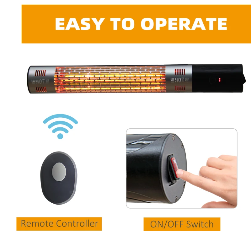 Best Outdoor Patio Garden Warmer 1500W Wall Mounted Electric Infrared Halogen Heater with Remote Control Black - Image 6