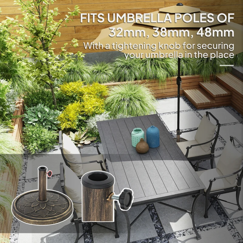 Best 12kg Resin Garden Parasol Base, Round Umbrella Base, Heavy Duty Sun Umbrella Base for 32, 38, 48 mm Umbrella Poles for Deck Poolside, Bronze Tone - Image 4