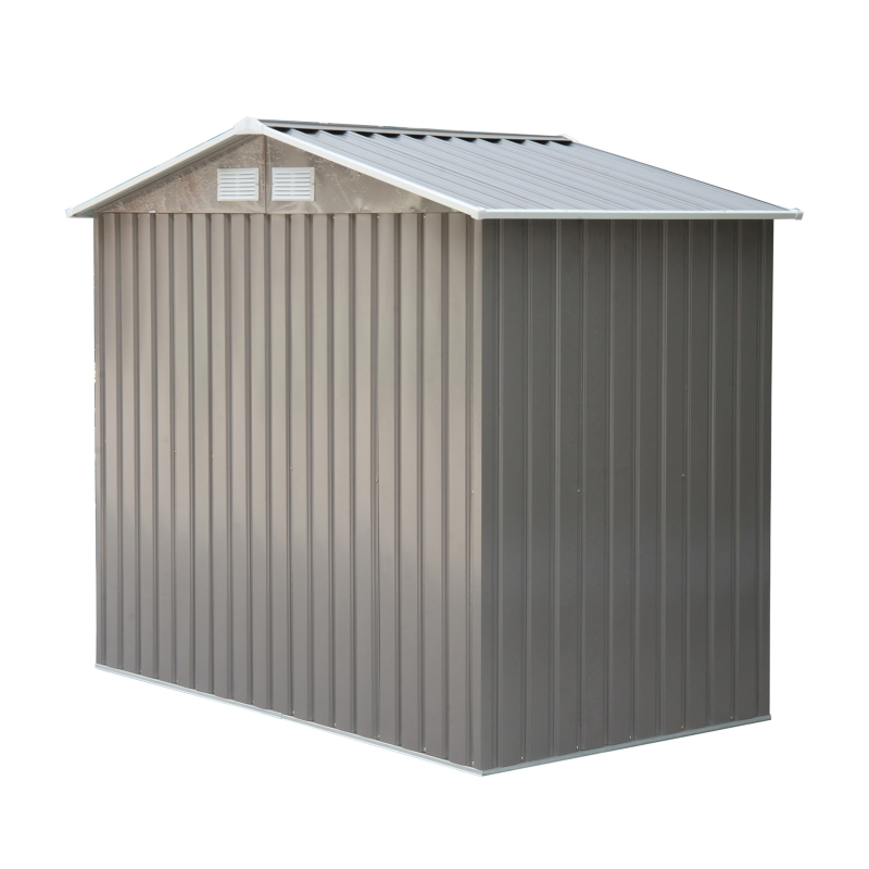 Best 7ft x 4ft Lockable Garden Metal Storage Shed Storage Roofed Tool Metal Shed w/ Air Vents Steel Grey - Image 9