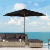 Best 3(m) Garden Parasol, Pulley Operated Patio Umbrella, Wooden Table Market Umbrella with Rope Pulley Mechanism and 8 Ribs, Black - Image 12