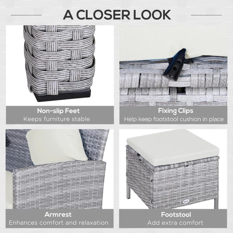 Best 6-Seater Rattan Dining Set Sofa Table Footstool Outdoor w/ Cushion Garden Furniture - Image 6