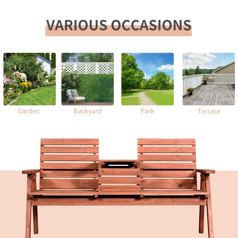 Best Fir Wood Convertible 2 to 3 Seater Outdoor Garden Bench Wood Tone - Image 6