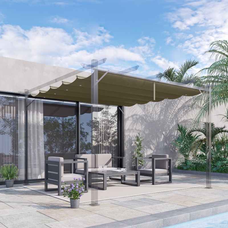 Best Retractable Pergola Shade Cover, Replacement Canopy Fabric for 3 x 3 (m) Pergola, Gazebo Retractable Roof, Tan - Image 10