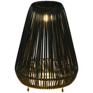 Best Three-Level Solar Powered Rattan Lamp - Black