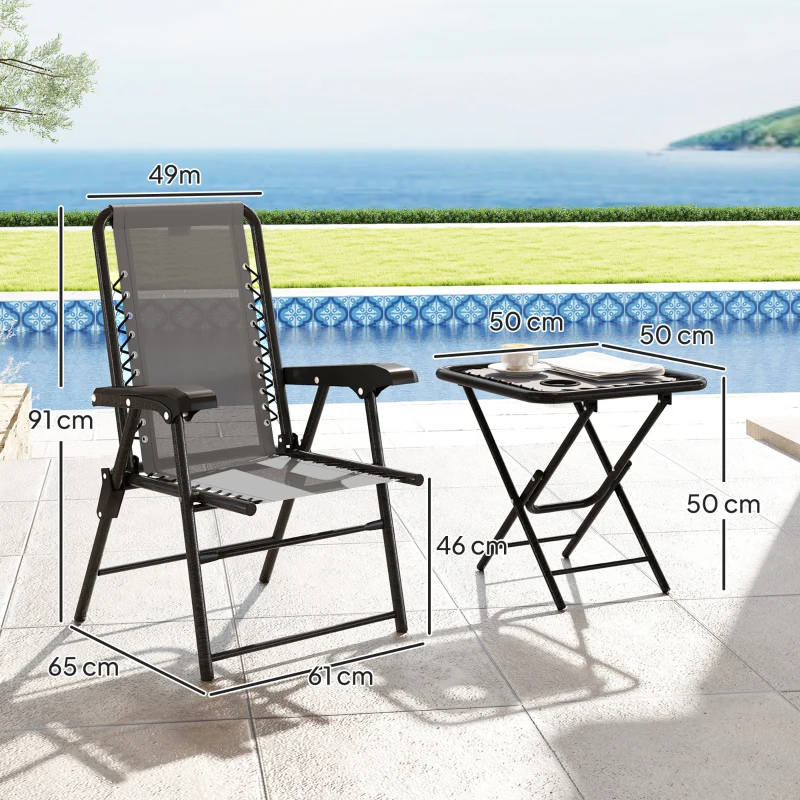 Best Three-Piece Garden Table and Chair Set - Dark Grey - Image 3