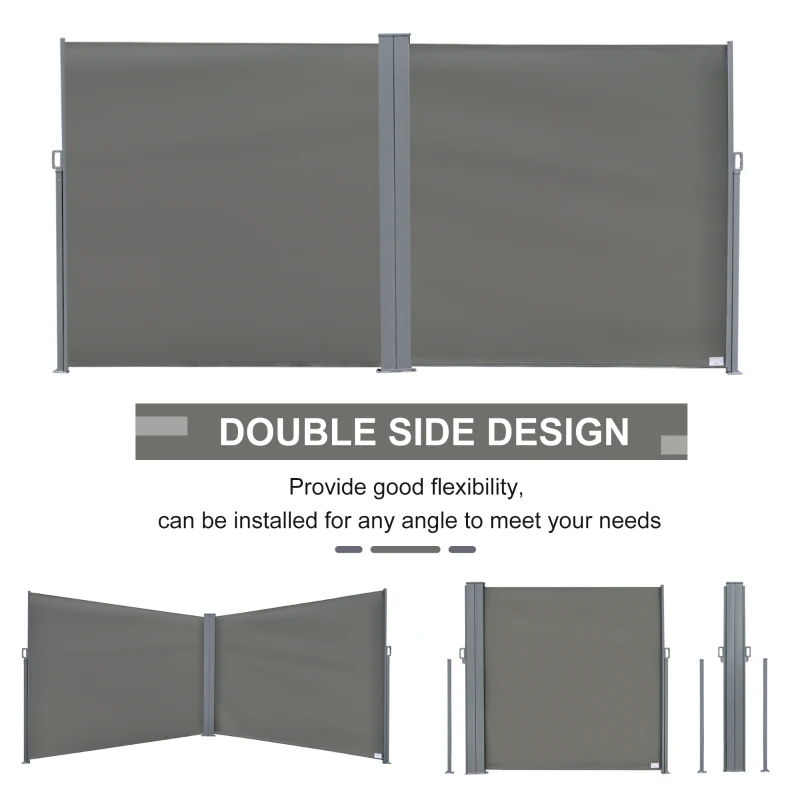 Best 6 x 2m Retractable Sun Side Awning Screen Fence Patio Garden Wall Balcony Screening Panel Outdoor Blind Privacy Divider Grey - Image 5