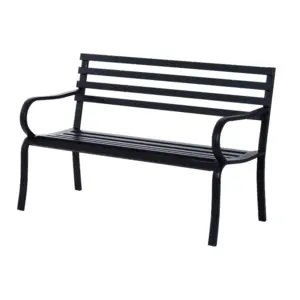 Best Stylish 2 Seater Metal Garden Porch Chair Bench Stable Patio Outdoor Park Metal Bench - Black