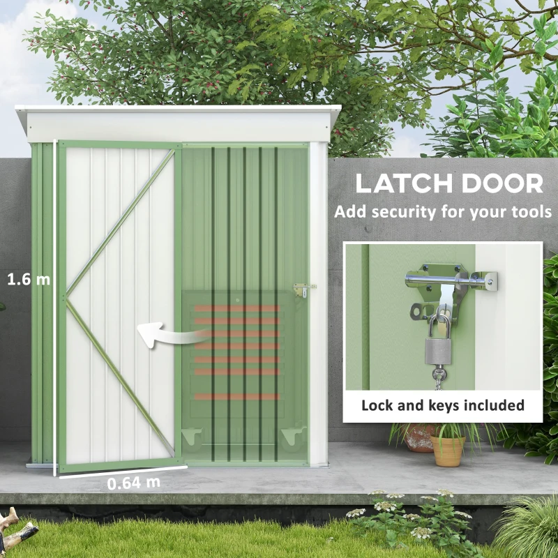 Best Metal Garden Shed, Outdoor Lean-to Shed for Tool Motor Bike, with Adjustable Shelf, Lock, Gloves, 5'x3'x6', Green - Image 7