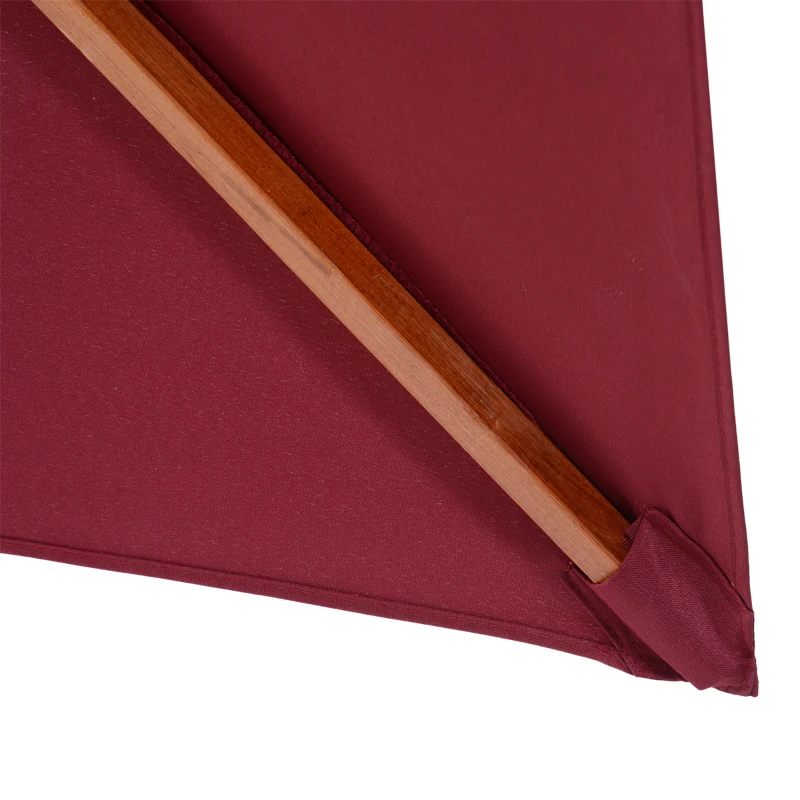 Best 3 x 3(M) Garden Parasol Umbrella Sunshade, Outdoor Wooden Parasol with Double Tier Canopy, Wine Red - Image 8