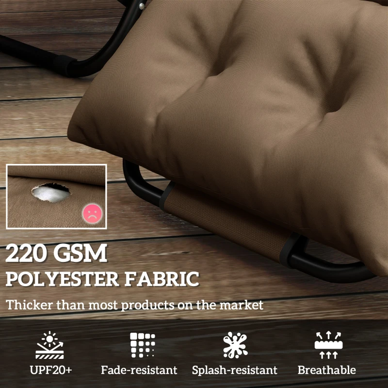 Best Set of Two 190 x 56cm Sun Lounger Cushions - Khaki - Image 4