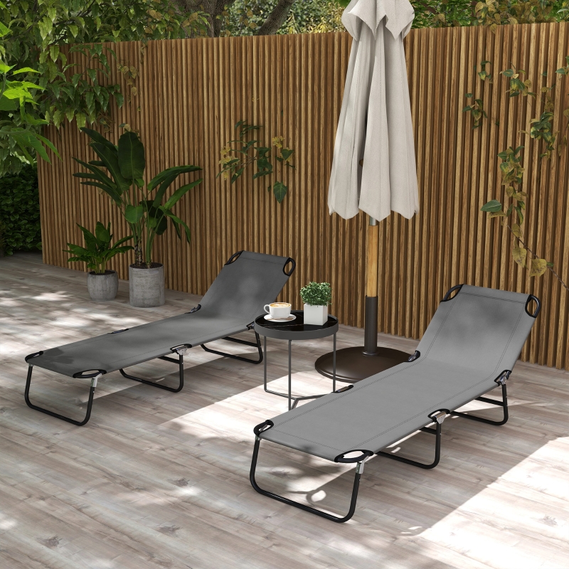 Best Garden Sun Lounger, with Five-Position Back - Grey - Image 10