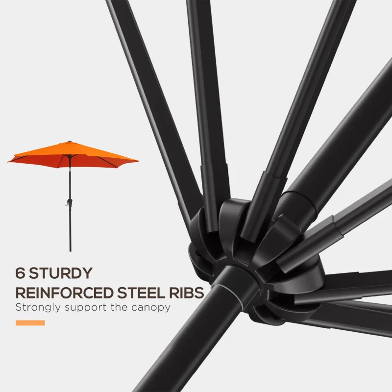 Best 2.6M Garden Parasol Umbrella with Tilt and Crank, Outdoor Sun Parasol Sunshade Shelter with Aluminium Frame, Orange - Image 7