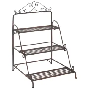 Best 3 Tier Stair Style Metal Plant Stand, Flower Pot Holder Display Shelf, Storage Organizer Rack for Indoor Outdoor Patio Balcony Yard