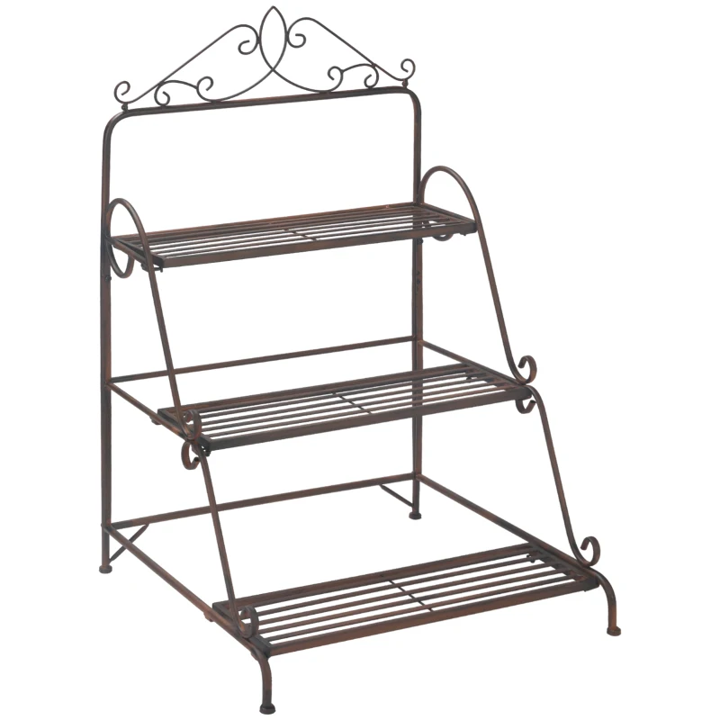 Best 3 Tier Stair Style Metal Plant Stand, Flower Pot Holder Display Shelf, Storage Organizer Rack for Indoor Outdoor Patio Balcony Yard