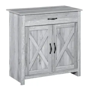 Best Farmhouse Barn Door Sideboard Storage Cabinet Coffee Bar for LIVING Room  Grey Grain