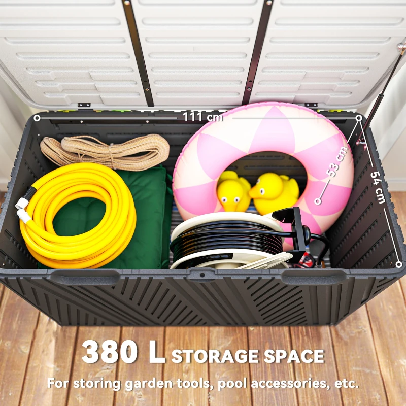 Best 380L Waterproof Outdoor Storage Box, with Lockable Lid - Black - Image 4
