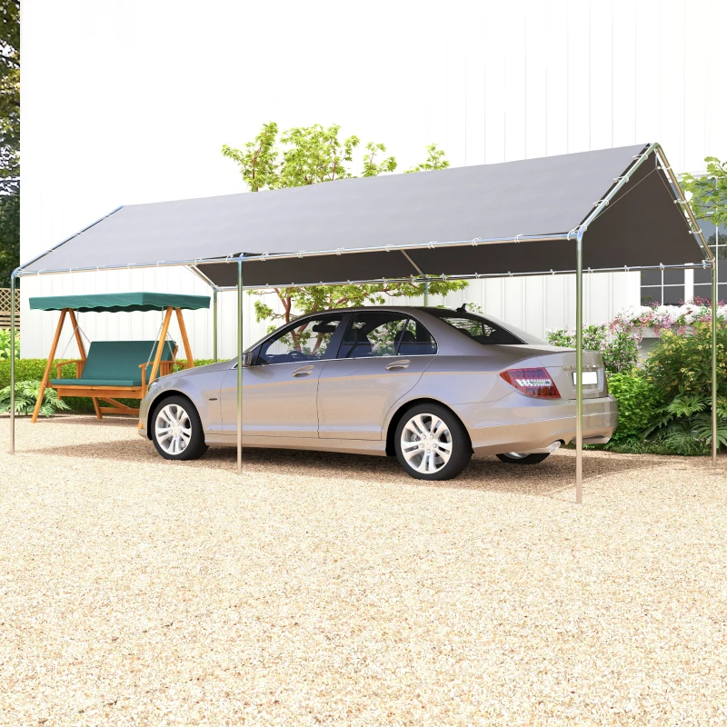 Best 3 x 6m Heavy Duty Carport Garage Car Shelter Galvanized Steel Outdoor Open Canopy Tent Water UV Resistant Waterproof, Grey - Image 2
