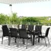 Best 8 Seater Garden Dining Set with Stacking Chairs, Rectangular Tempered Glass Top, Garden Furniture Set, Outdoor Dining Table and Chairs for Patio, Balcony, Poolside, Black - Image 8