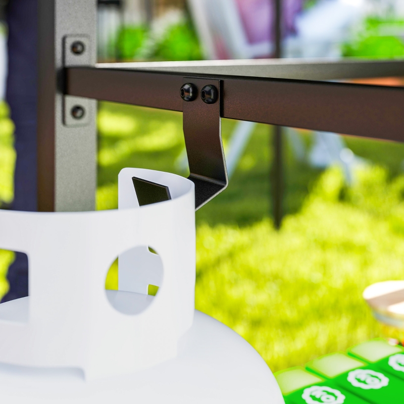 Best Outdoor Grill Dining Cart 2-Shelf Movable Pizza Oven Table Stand with Stainless Steel Top, Portable BBQ Trolley Food Prep Outdoor Kitchen BBQ Station with Hooks Wheels Handle, Charcoal Grey - Image 9