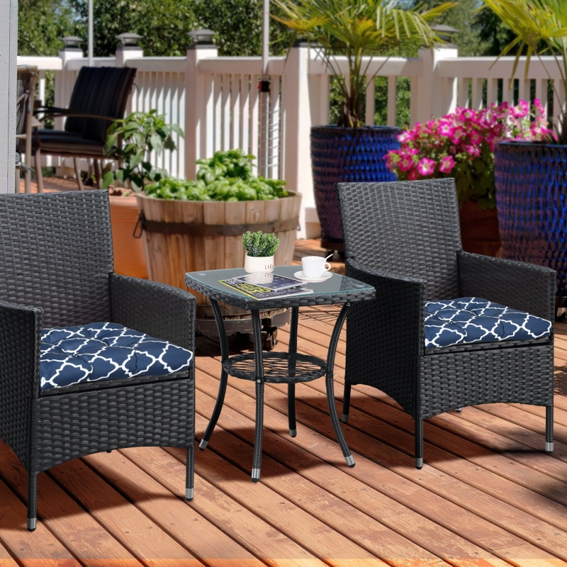 Best Set of Two Patterned Outdoor Seat Cushions - Blue/White - Image 10