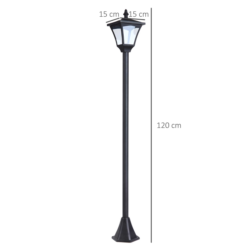 Best Outdoor Garden Solar Post Lamp Photosensitive LED Lantern Bollard Pathway 1.2M Tall Black - Image 3