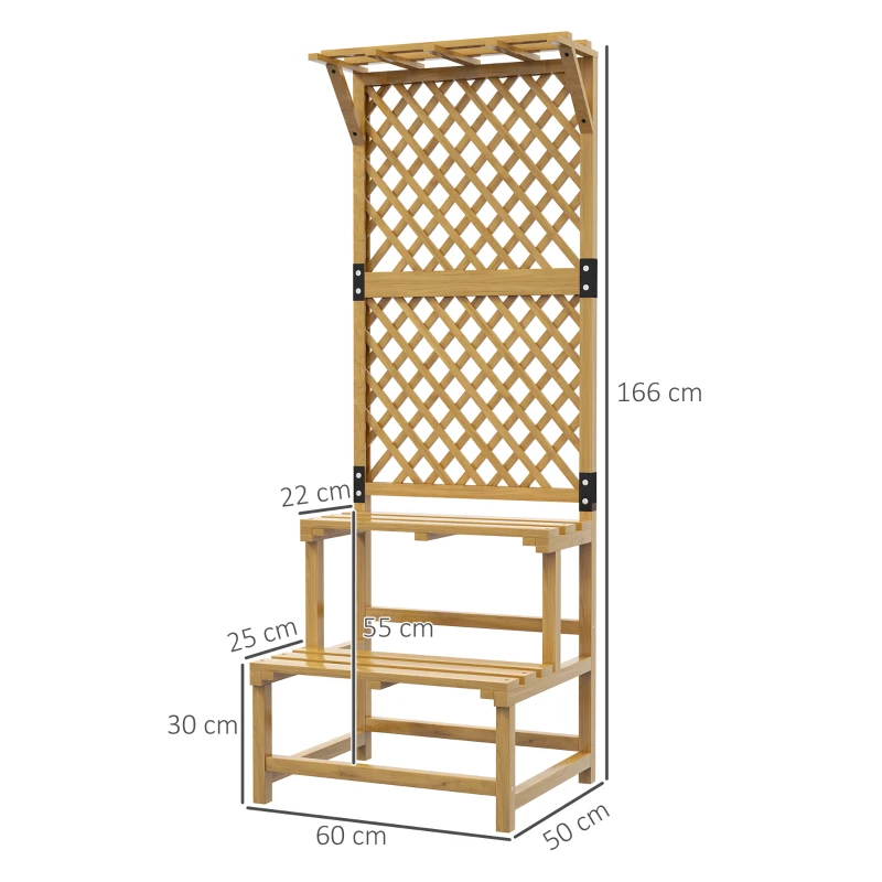 Best Wooden Plant Stand, with Trellis - Natural Finish - Image 3