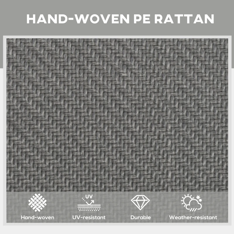 Best Foldable Rattan Sun Lounger with 5-Level Adjust Backrest, Recliner Chair, Grey - Image 4