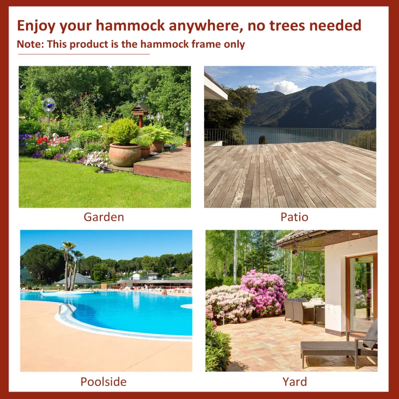 Best 2.86m Universal Hammock Stand Metal Frame Garden Camping Picnic Outdoor Patio Replacement Stand Only - Image 6