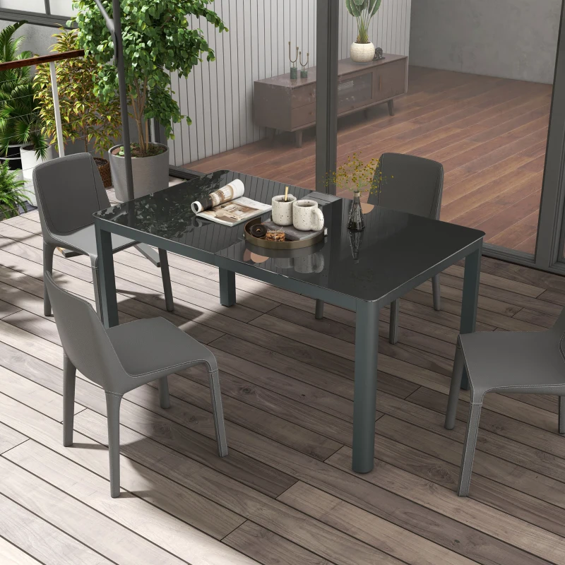 Best 150cm x 88cm Aluminium Table, with Glass Tabletop - Grey - Image 7