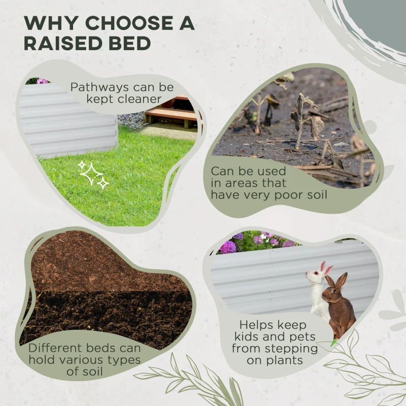 Best Set of 2 Raised Beds for Garden, Galvanised Steel Outdoor Planters with Multi-reinforced Rods for Vegetables, Plants, Flowers and Herbs, 180 x 90 x 59 cm, Light Grey - Image 6